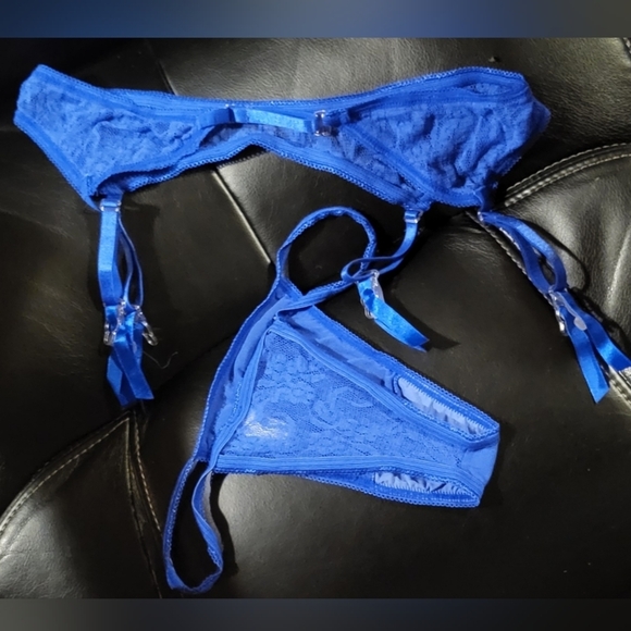 NEW BLUE NYLON QUEEN SIZE ELEGANT MOMENTS MATCHING GARDER & PANTIE SET!☆3FOR$25☆ - Picture 7 of 8
